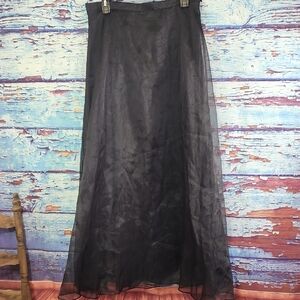 Ronni Nicole Sheer Black A-Line Skirt Size L
